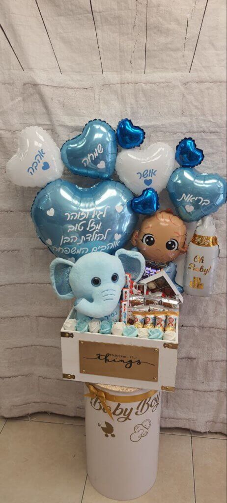 מארז בלוני לב כחולים להולדת בן