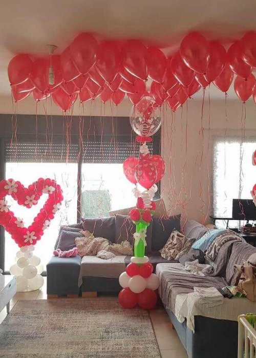 בלונים ליום הולדת בצורת לב אדום