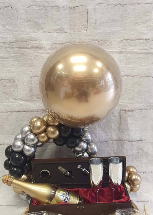 מארז כדור פורח 60 בלונים זהוב