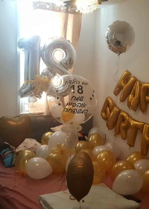 סידור בלונים בחדר ליום הולדת 18