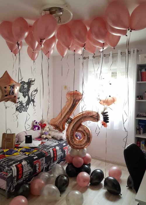 סידור בלונים בחדר ליום הולדת 16