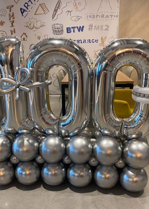 עיצובי בלונים לעסקים עם הספרה 100