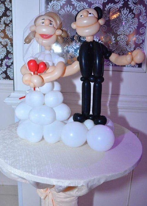 סידור בלונים לחתונה חתן וכלה