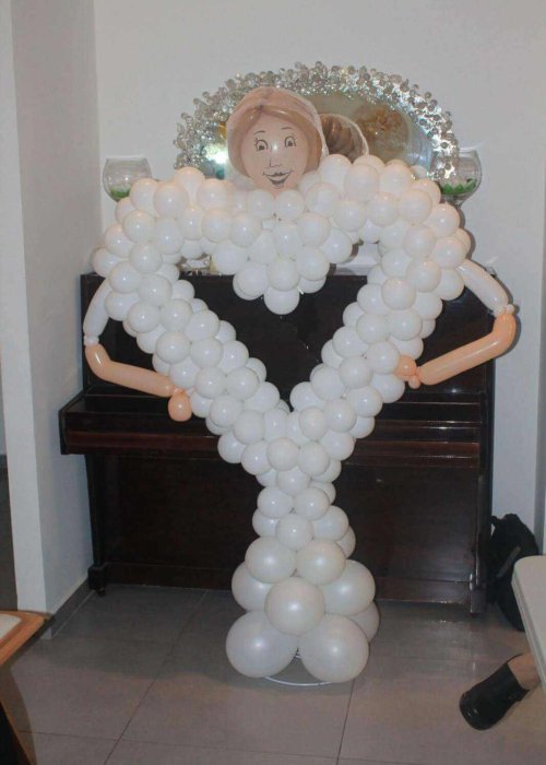 בלון לב לבן בצורת כלה